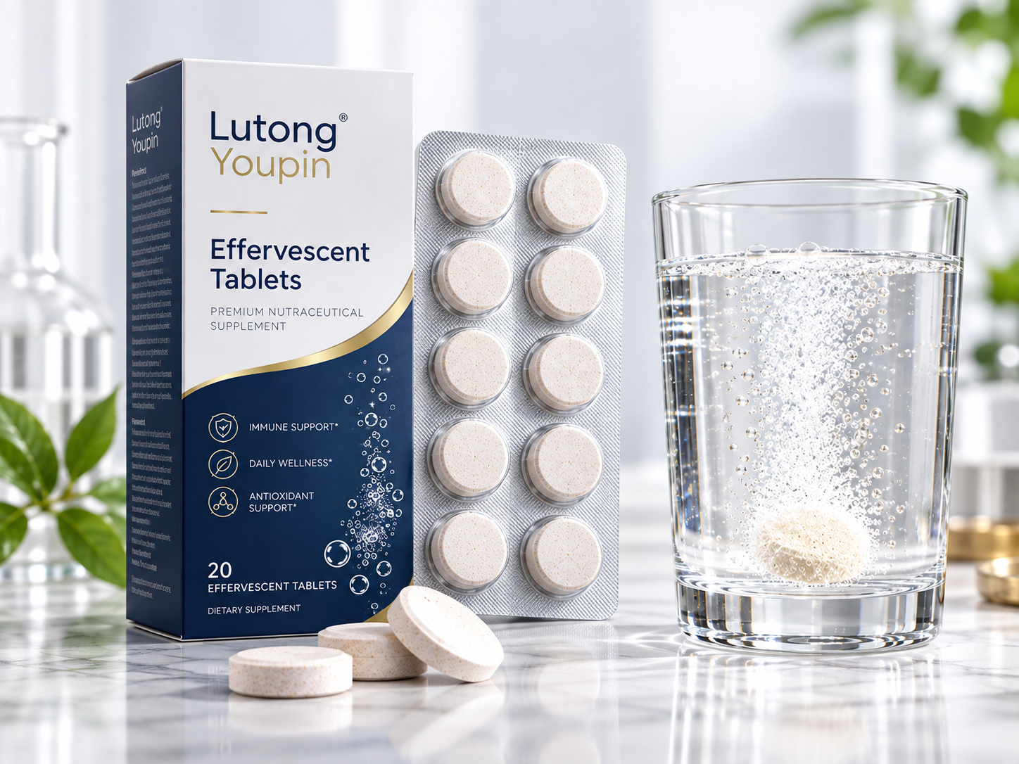 Hydrogen water tablet box and blister packaging