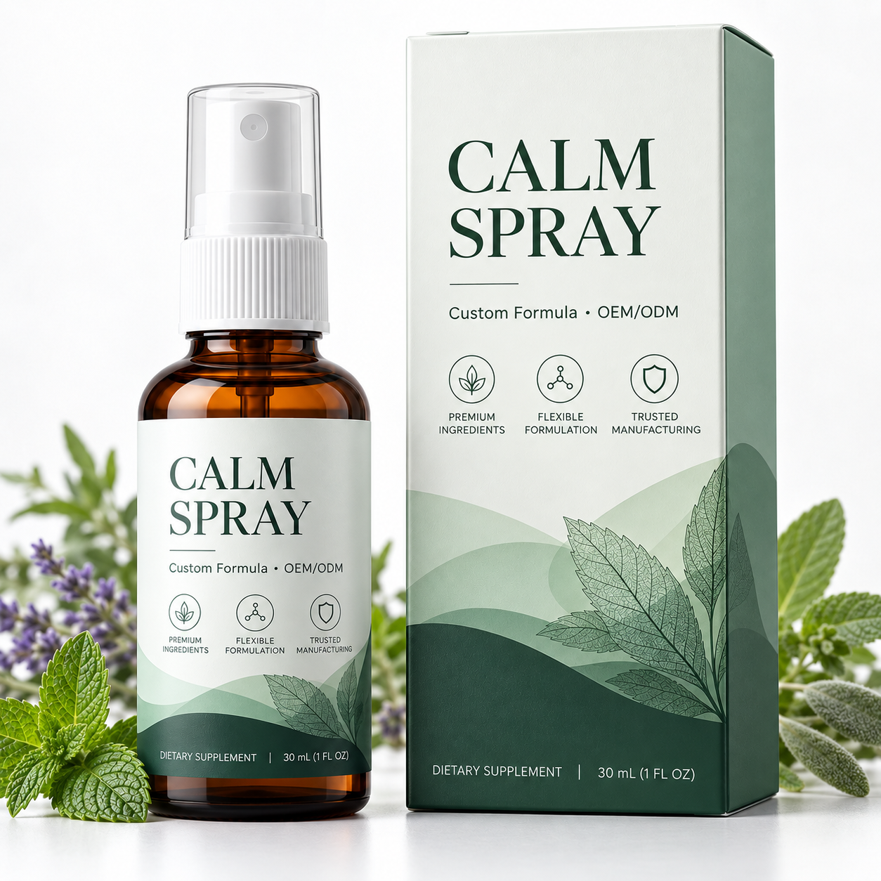 Private label calm and relaxation oral spray supplement