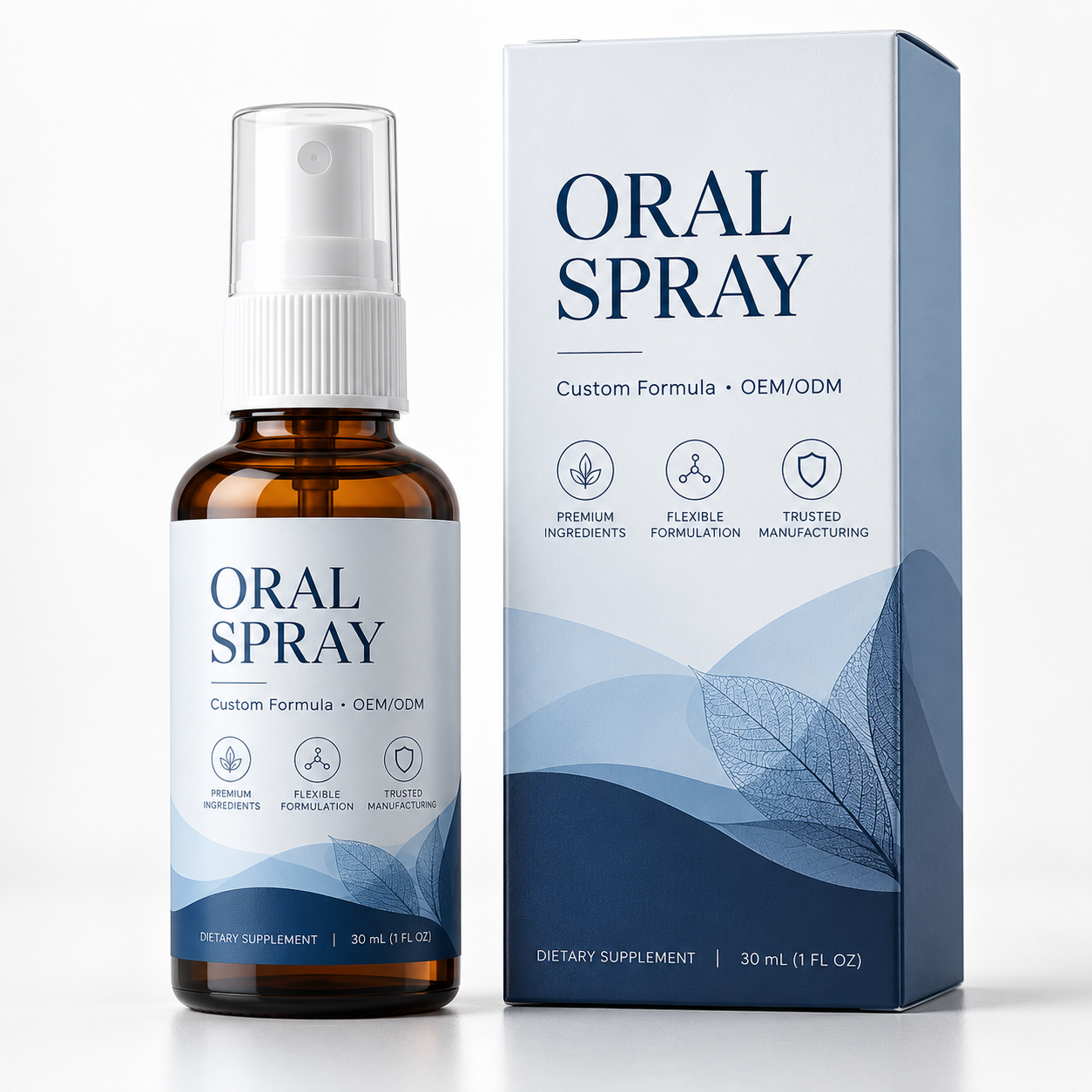 Custom oral spray supplement manufacturing and private label packaging