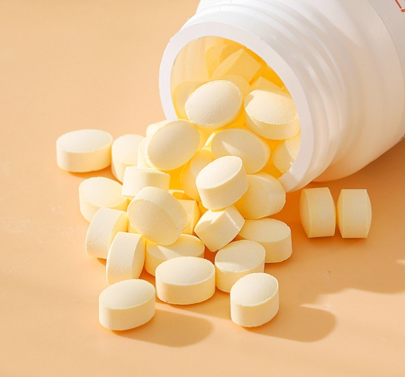 Yellow custom tablet supplement sample