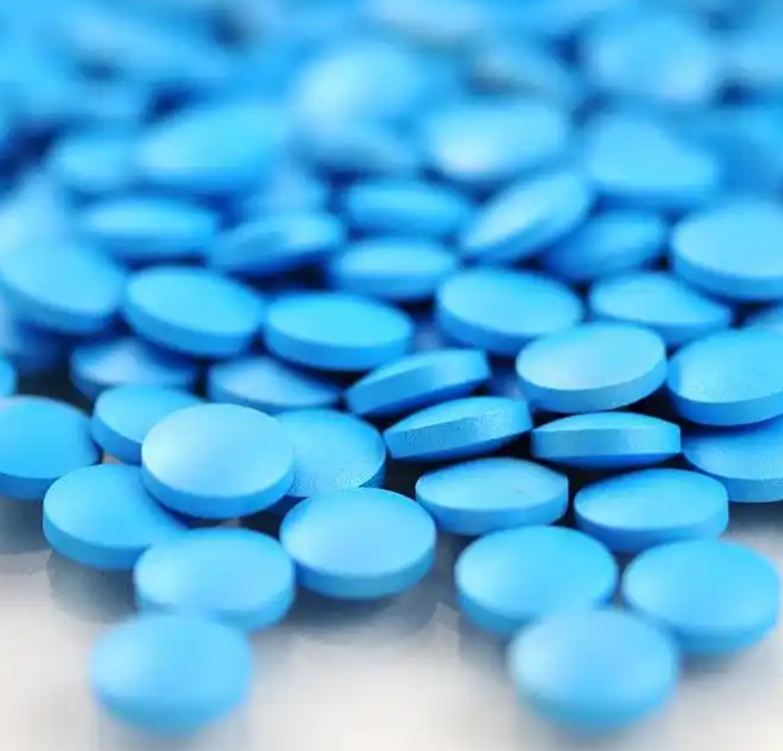 Blue custom tablet supplement sample